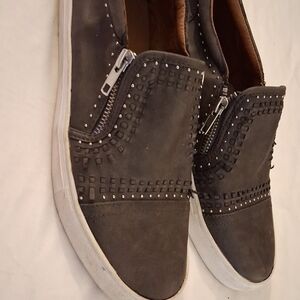 Gray Studded Slip-On Casual Shoes
